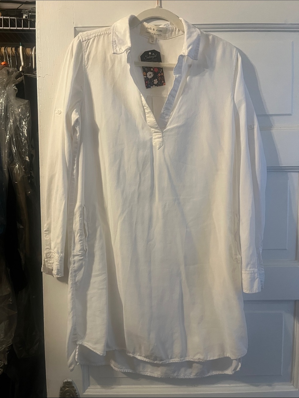 cloth & stone White Long-Sleeve Tunic Dress